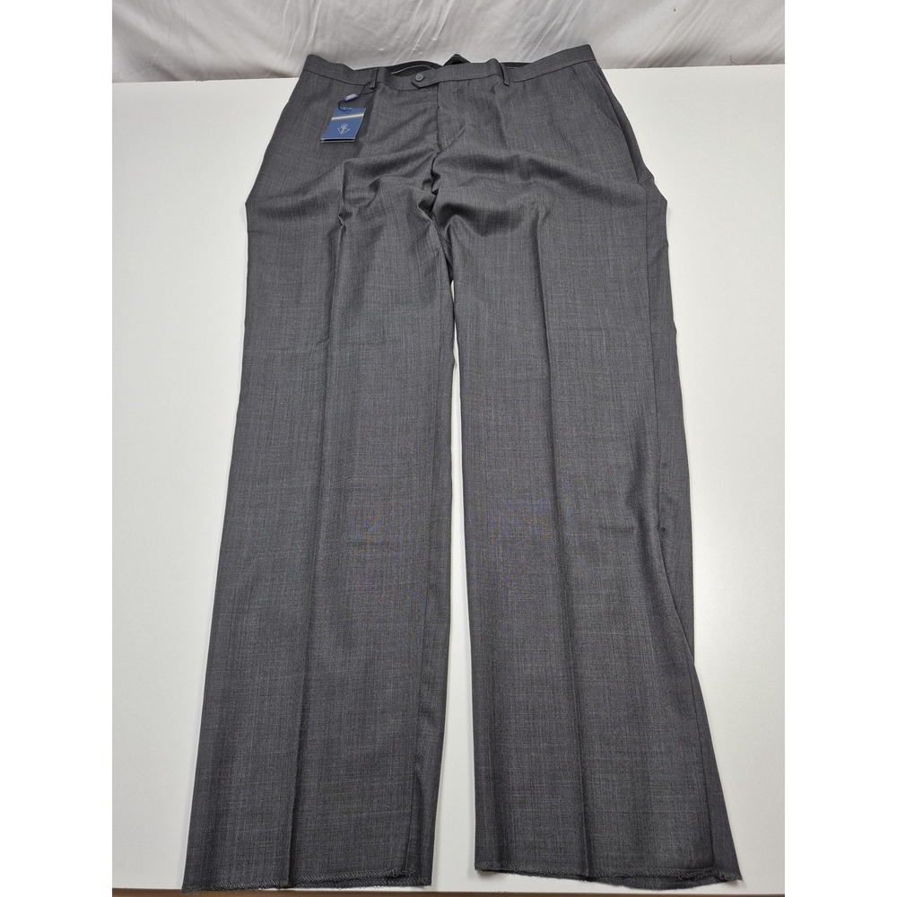 Leonardo Valenti Dress Pants Mens 44x36 Gray Wool Flat Front Unhemmed NWT